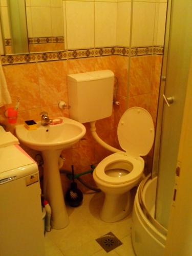 a bathroom with a toilet and a sink at VASILIJA, studio apartman in Budva