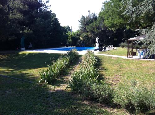 a park with some plants in the grass at Villa Carrer in Porto Viro