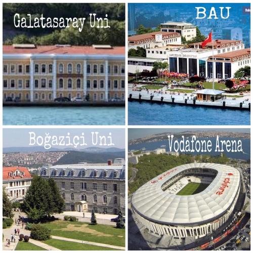 vier verschiedene Bilder von verschiedenen Gebäuden und einer Stadt in der Unterkunft Corner Hot in Istanbul