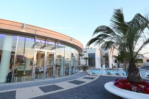 a building with a palm tree in front of it at DubaiVillage in Camposano