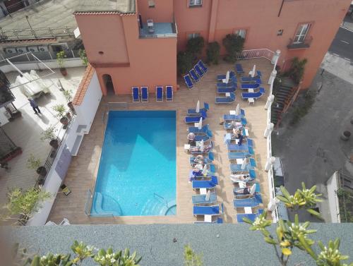 an overhead view of a swimming pool in a hotel at Hotel Villa Maria in Sorrento