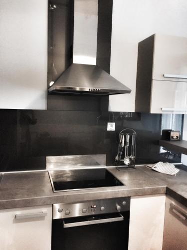 a kitchen with a sink and a stove at Apartment Abbazia in Opatija