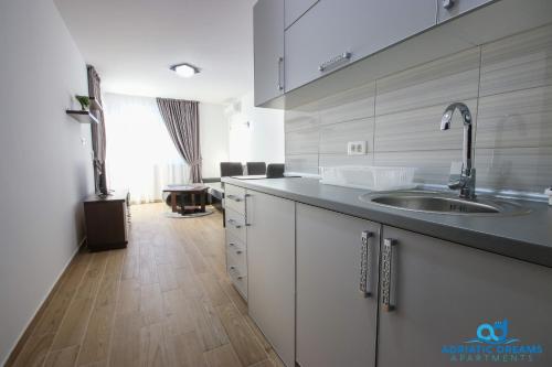 a kitchen with a sink and a counter at Adriatic Dreams Apartments in Dobra Voda
