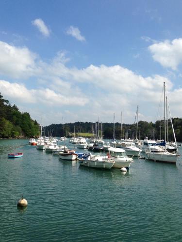 a bunch of boats are docked in the water at Maison Castel Braz in Pont-Aven