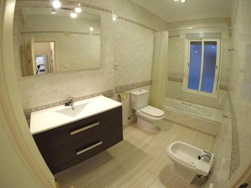 コルドバにあるEduardo Lucena 5, Los Patiosのバスルーム(洗面台、トイレ、鏡付)