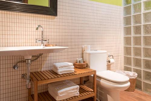 a bathroom with a sink and a toilet at L'Alcova Turisme Rural in Montardit