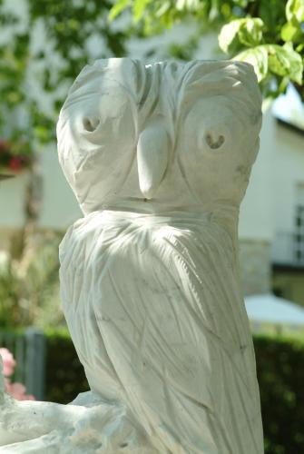 a statue of a white bird is shown at Hotel Miramare in Forte dei Marmi