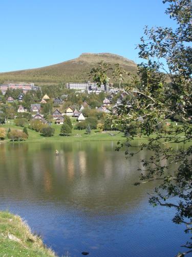 a view of a lake with a town in the background at Gergovia in Super Besse