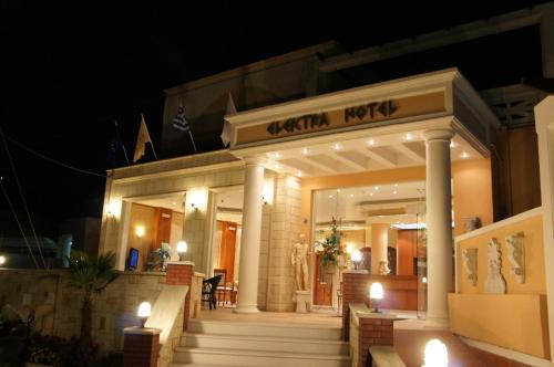 a kishi music store at night with lights at Elektra Beach Hotel in Kalamaki Chanion
