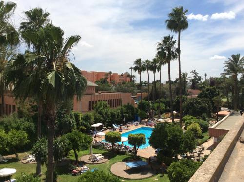 a view of the pool at the resort at Chems Hotel in Marrakech