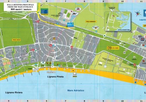 a map of the city of korea with attractions at Hotel Irene in Lignano Sabbiadoro