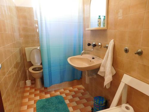 a bathroom with a sink and a toilet and a shower at Guest house Ivanka in Hvar