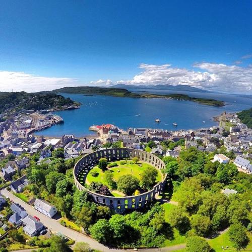 an aerial view of a city and a body of water at Adelphi Villa in Oban