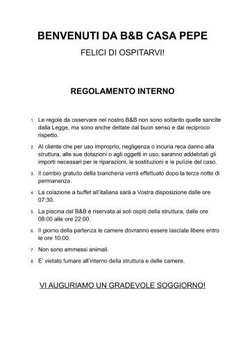 a document describing the requirements for a bcba csapage at Casa Pepe in Colà di Lazise