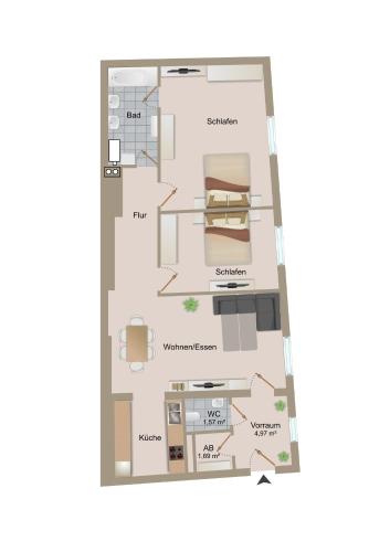 a floor plan of a small apartment at Stephansdom Premium Apartments in Vienna