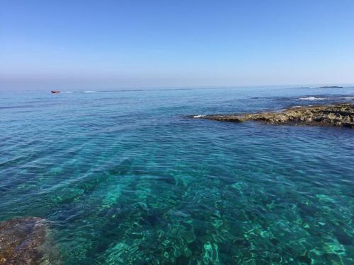 a large body of water with a group of rocks at Almare' B&b in Torre Santa Sabina