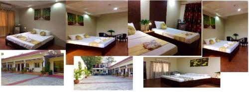 eine Collage mit Bildern eines Schlafzimmers mit zwei Betten in der Unterkunft Mañana Hotel in Olongapo