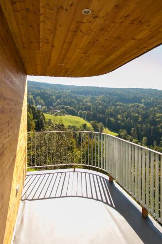 a view from the balcony of a house at Südalpen Lofts in Bleiburg