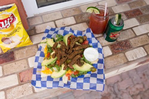 a plate of food on top of a counter at La Copa Inn Beach Hotel in South Padre Island