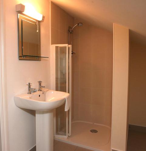 a bathroom with a sink and a shower at Crockgarve B and B in Galbally