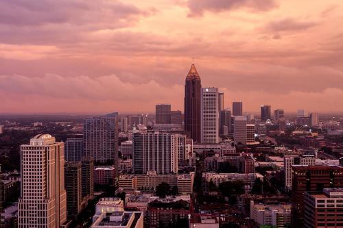 a view of a city skyline with a tall skyscraper at Four Seasons Hotel Atlanta in Atlanta