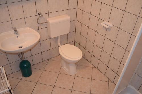 łazienka z toaletą i umywalką w obiekcie Apartment MARA w mieście Šilo