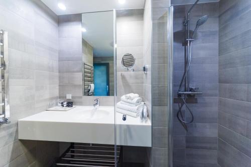 Koupelna v ubytování Zoltners Hotel