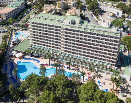 an aerial view of a hotel with a pool at Sol Palmanova Mallorca in Palmanova