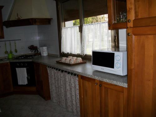 a kitchen with a counter with a microwave on it at B&B A Un Passo Da in Casale sul Sile