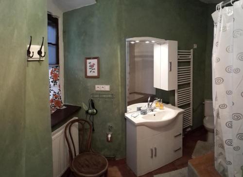 Koupelna v ubytování Apartmány U sv. Floriána