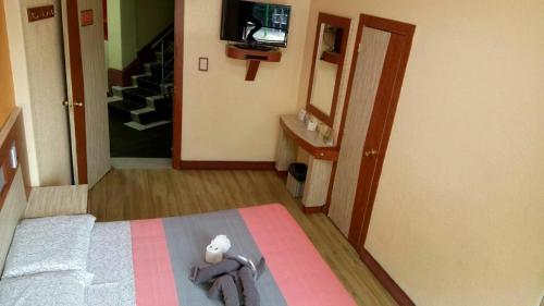 1 dormitorio con 1 cama y TV en una habitación en Hotel H Uno 77 Adults Only, en Ciudad de México