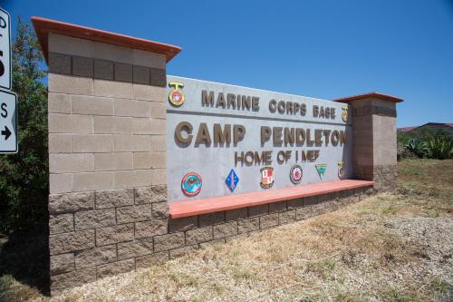 a sign for a camp pendleton home of live at Days Inn by Wyndham Oceanside in Oceanside