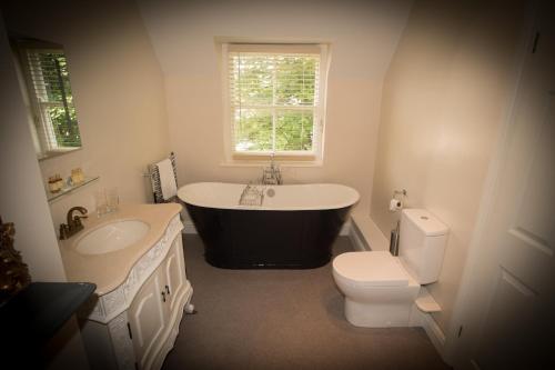 a bathroom with a tub and a sink and a toilet at Brockley Hall Hotel in Saltburn-by-the-Sea
