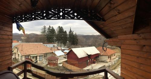 a view from a window of a building with houses at Casa Parvu in Lunca Mare
