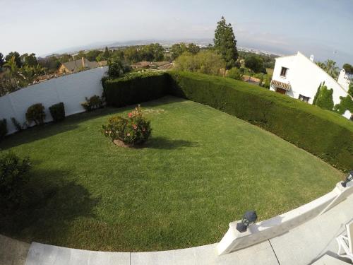 a small yard with a green lawn at Hotel Complejo Los Rosales in Torremolinos