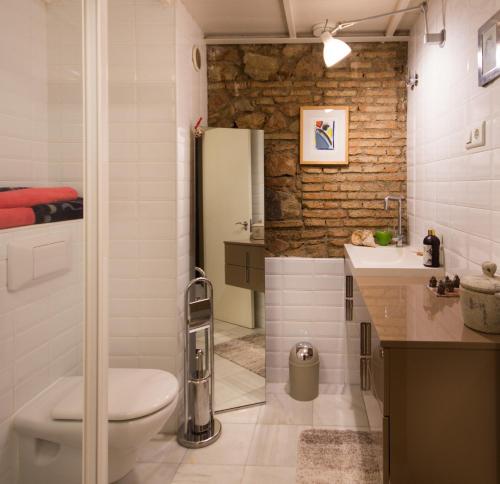 a bathroom with a shower and a toilet and a sink at Atlas in Málaga