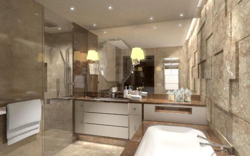 Salle de bains dans l'établissement Grand Hotel Kempinski Riga