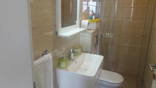 a bathroom with a white sink and a shower at Apartments A&A in Bibinje