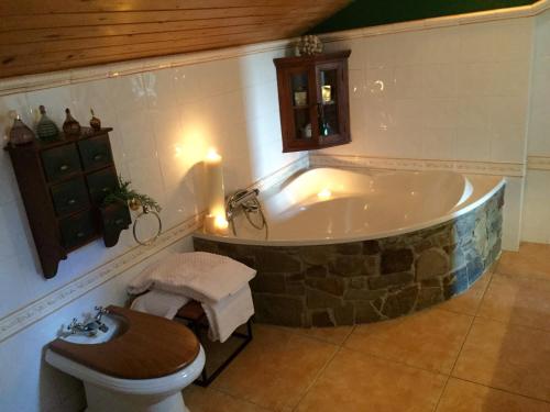 a bathroom with a bath tub and a toilet at Bisalde in Bakio