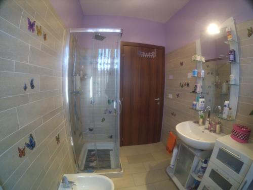 a bathroom with a shower and a sink at B&B La Casa d'Artista in Ortignano Raggiolo