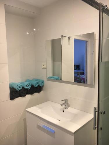 Koupelna v ubytování Residence Les Jardins de Sainte-Lucie "Piscine chauffée"