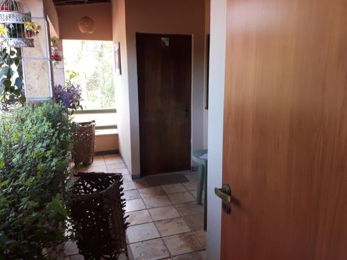 an open door to a hallway with a plant at Pousada das Bromélias in Porto De Galinhas