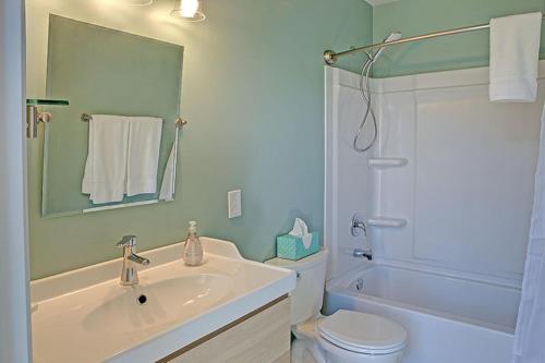 a bathroom with a sink and a toilet and a shower at The Vue B&B in Seward