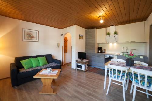 salon z kanapą i kuchnią w obiekcie Appartement Philips w mieście Flachau