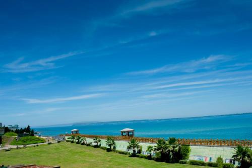 a view of the ocean from a resort at Here B&B in Magong