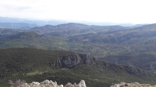 a view of a mountain range with trees and mountains at Villabellevie in Bras-dʼAsse
