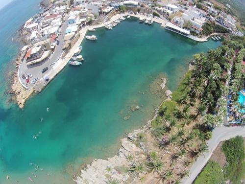 an aerial view of a marina with boats in the water at Studio in the Centre of Sissi in Sissi