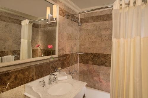 y baño con lavabo y espejo. en Warwick New York en Nueva York