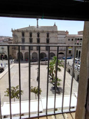 a view of a building from a balcony at Hostal Meson la Cadena in Trujillo