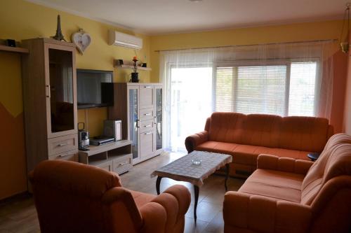 sala de estar con 2 sofás y TV en Apartments Villa Marta - Begovic, en Kotor